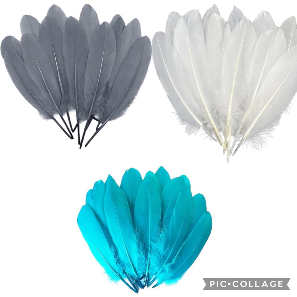 2 lbs48oz goose feathers white blue gray 6-8” crafts dreamcatcher earrings party
